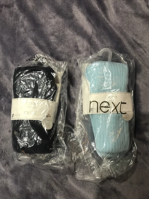 Bnwt next girls ribbed tights bundle blue age 7-8 years