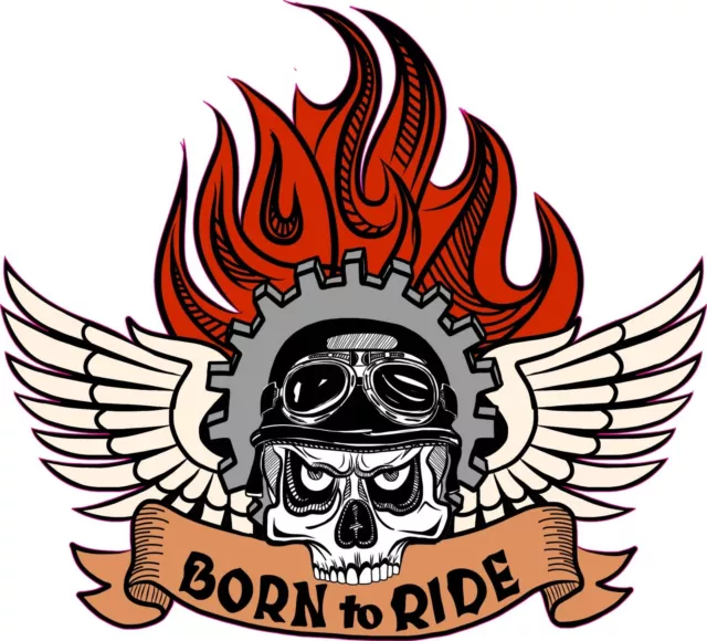 Born To Ride Sticker Skull Decal Harley Davidson Style Motorcycle Helmet Slap