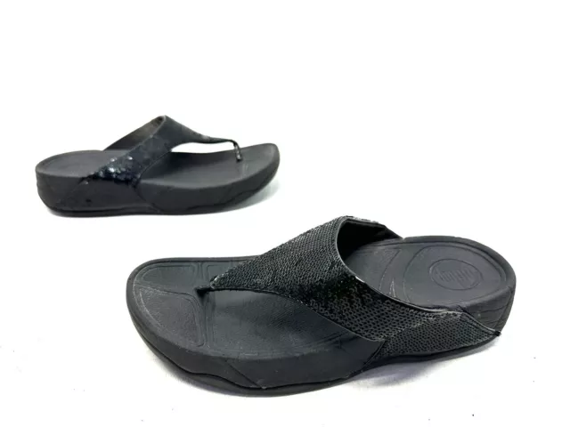 Black Sequin FITFLOP 034-001 "ELECTRA" Sandals Flip Flops Thongs EU 37 US 6 Black Sequin FITFLOP 034-001 "ELECTRA" Sandals Flip Flops Thongs EU 37 US 6