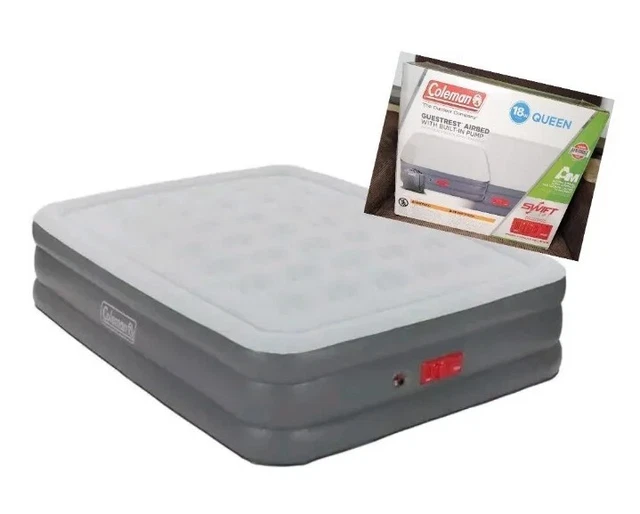 COLEMAN GUESTREST AIRBED, Builtin Pump, 18" QUEEN, Antimicrobial