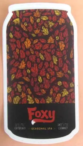 FOXY SEASONAL IPA Beer STICKER, LABEL with LEAVES Union Brwy, Baltimore MARYLAND