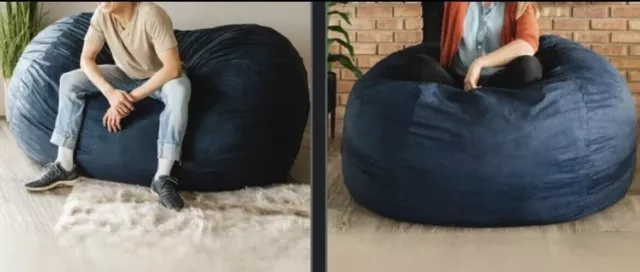 OPEN BOX - Big Joe Milano BEAN BAG Chair REPLACEMENT COVER in Cobalt Lenox Denim