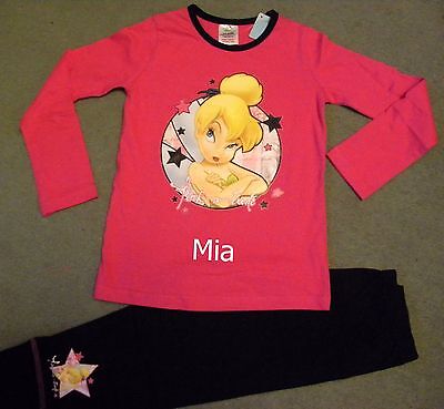 Personalised Disney Tinkerbell pyjamas age 5 - 12 years embroidered with a name