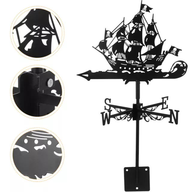 Wind Vane Iron Metal Weathervane Sailboat Decor Decorative Yard Black 3