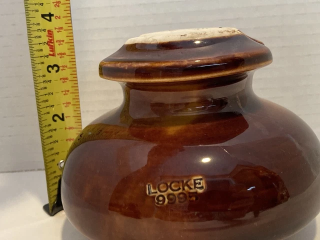 Vintage Large LOCKE Porcelain Ceramic INSULATOR USA Glazed Caramel Brown 9995 3