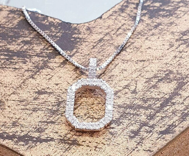0.20CT Round Cut Lab Created Diamond Open Dog Tag Pendant 14k White Gold Finish
