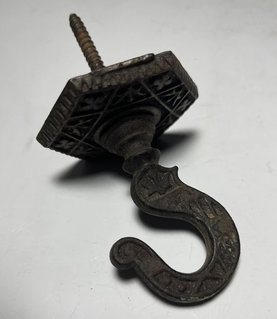 Victorian Antique Cast Iron Screw Hanging Ceiling Bird Cage Lamp Plant Hook B&H