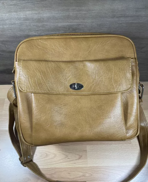 Vintage Samsonite Profile gold/tan Travel Bag Carry On Shoulder Strap Luggage