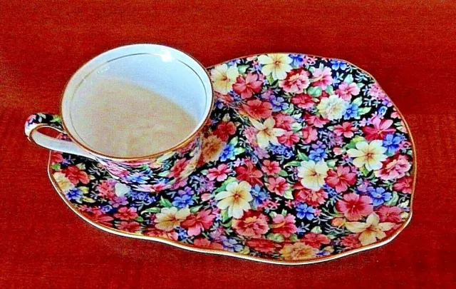ROYAL WINTON GRIMWADES "FLORENCE" Tennis Snack Tray Chintz Tea Cup 1995