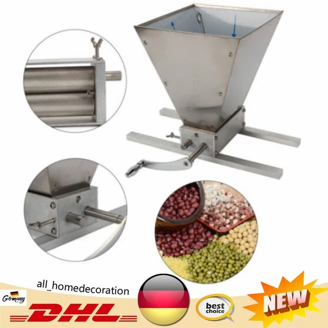 CLEADONG Getreidemühle Mit 3 Walzen - Manuelle Schrotmühle Aus Edelstahl Für Bierbrauer