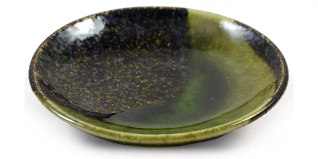 Small Dish for Sushi etc - Japanese Ceramic Iridescent Green Glazed Plate