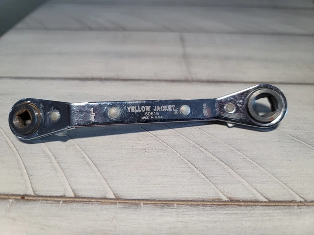 Yellow Jacket 60616 Standard Reversible Service Wrench 1/4, 5/16, 3/16, 3/8 USA