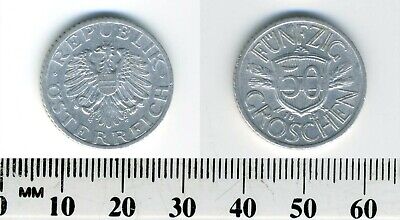 Austria 1947 - 50 Groschen Aluminum Coin - Imperial Eagle with Austrian shield