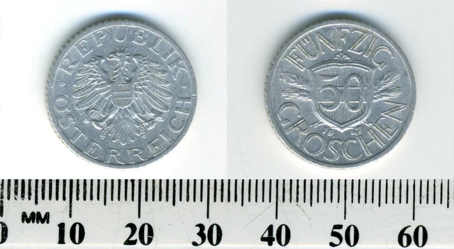 Austria 1947 - 50 Groschen Aluminum Coin - Imperial Eagle with Austrian shield