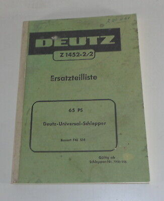 stand 08/1954 Catalogo parti di ricambio Deutz bachi rimorchiatori f4l 514 