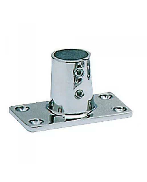 Platine inox rectangle - 22 mm - droite 90°