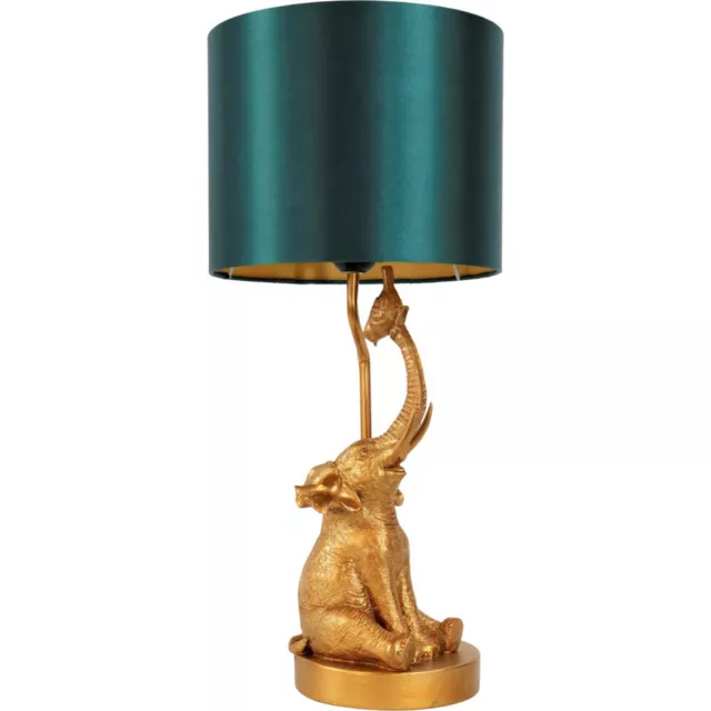 Lampe de Table Éléphant Or 51 CM Abat-Jour Lampe Design-Leuchte