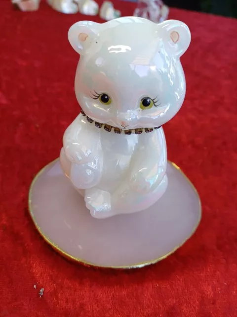 Vintage Fenton Opalescent Bear Signed