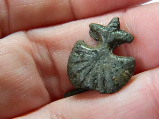 Un researched Medieval bronze pilgrims scallop shell badge detecting detector Un researched Medieval bronze pilgrims scallop shell badge detecting detector