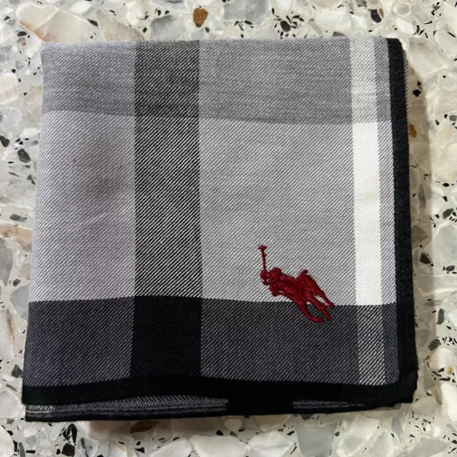 Classic Man Handkerchief Cotton Vintage Pocket Square 18" Art Gray & Black Plaid
