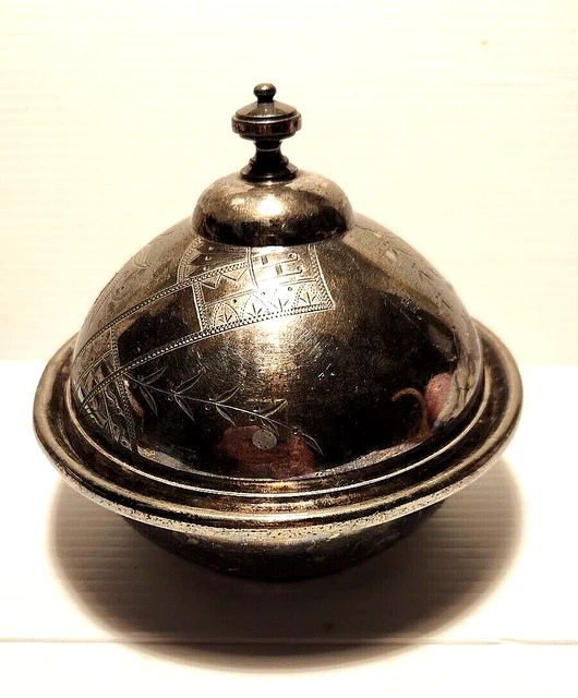 1880's Floral Ornate Silver Butter Dish Quadruple Plate by Wilcox Silver Plate