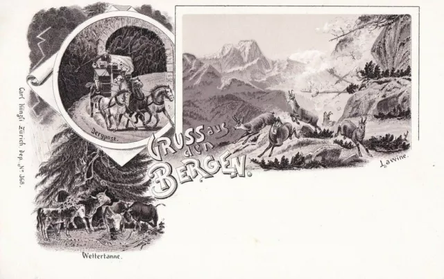 CPA AK SCHWEIZ Suisse GRUSS AUS DEN BERGEN Bergpost Wettertanne Lawine 1900