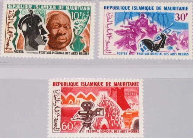 MAURITANIA MAURETANIEN 1966 273-75 203-05 Intl. Negro Arts Festival Kunst MNH