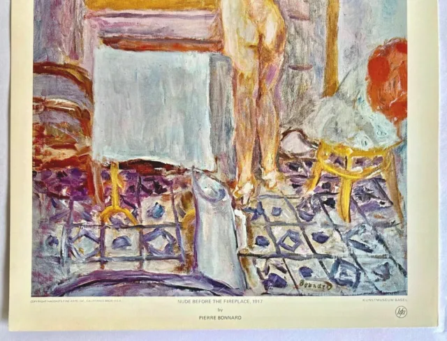 Vintage Lithograph Art Print Nude Before The Fireplace Pierre Bonnard Basel 2