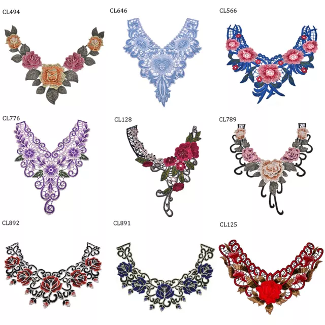 Lace Embroidered Venise Floral Neckline Neck Collar Trim Clothes Sewing Appli^.^ 3