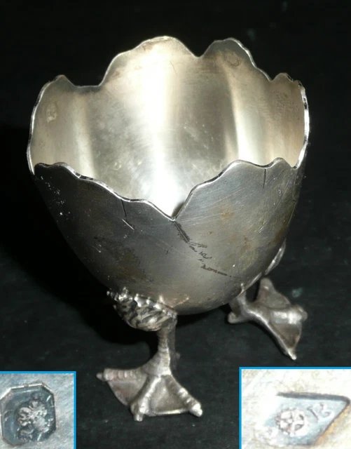 COQUETIER EN ARGENT MASSIF MINERVE NOM  MONIQUE  silver egg cup