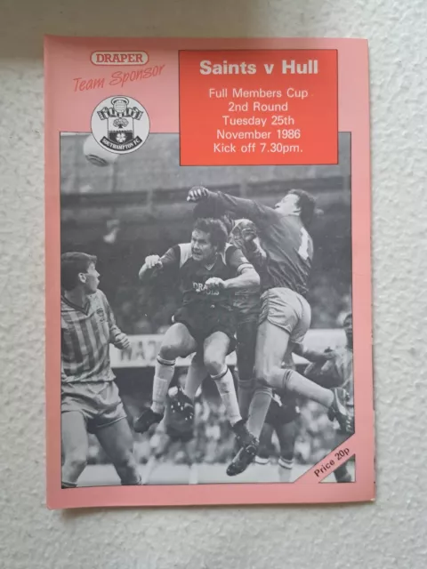 Southampton V Hull City 1986 Full Members Cup