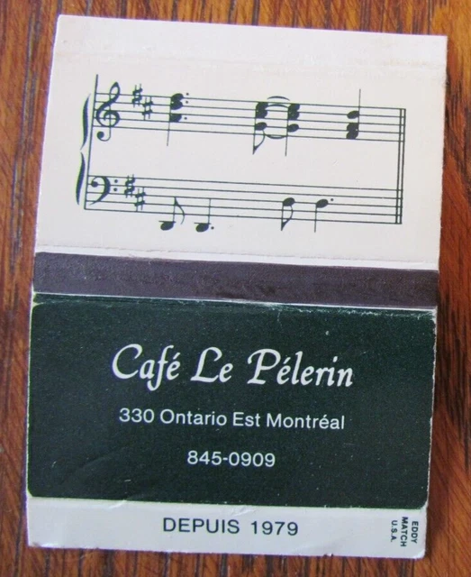 Matchbox Cover: Café Le Pélerin Montreal, Quebec Empty Matchcover -C15