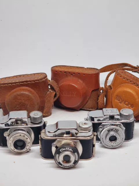 Lot de 3 appareils photo  miniatures Colly/Mycro/Kit avec étui