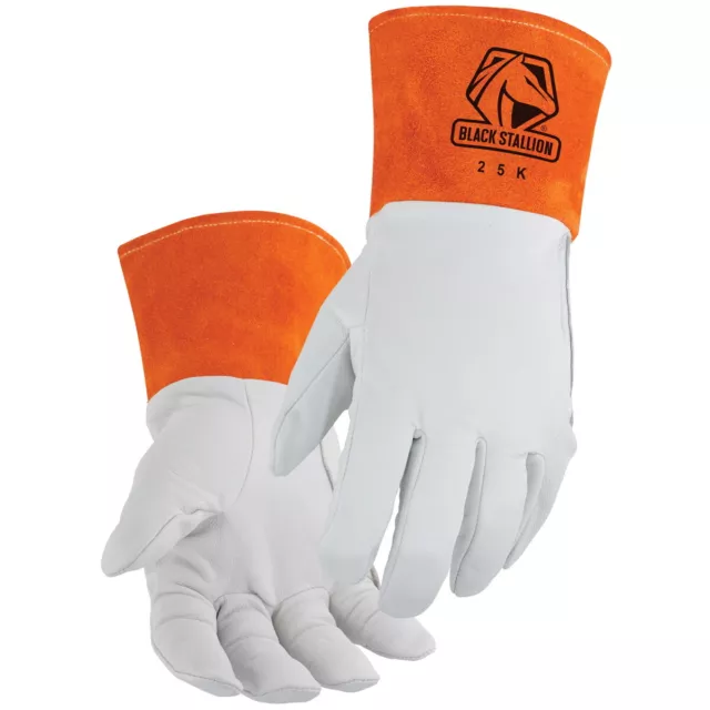 Black Stallion Premium Kidskin TIG Welding Gloves with DragPatch (Medium) (25K)