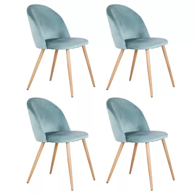 Lot de 4 Chaises de Salle à Manger Cuisine avec Pieds en Métal Velours Doux Vert