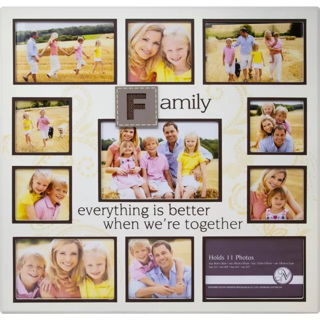 Family 11 Photo Picture Cream Frame Collage Keepsake Memories Sentiment Gift New