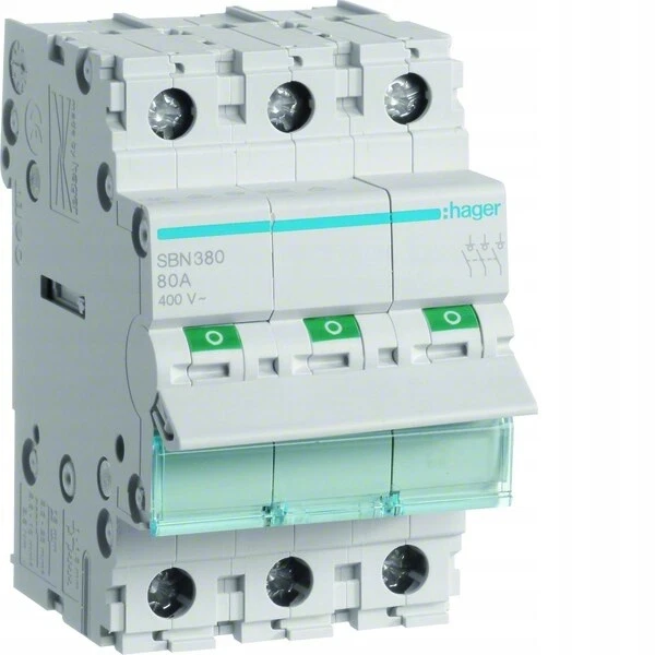 Interrupteur-sectionneur HAGER 3P 80A 400VAC SBN380 /#L H0DY 5886