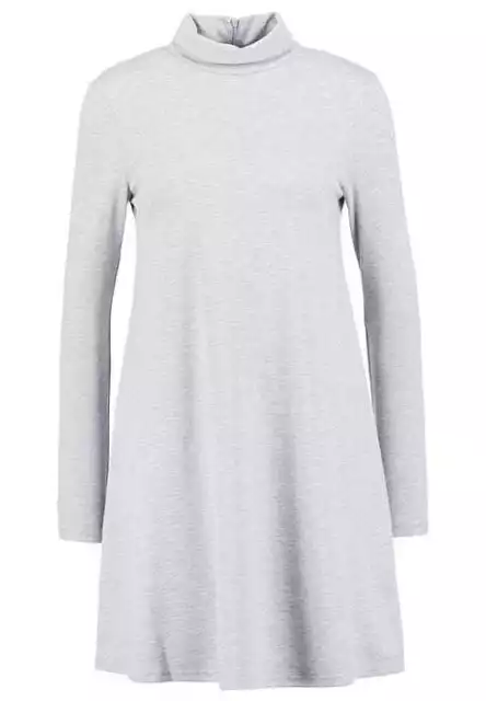 Vila Vivang Polo Neck Jersey Dress Grey UK Size Small /10 Large / 14  NEW TAGS