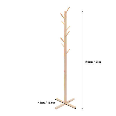Heavy Duty Natural Wood Coat Hat Rack Stand Clothes Hanger Hall Tree Hat Racks