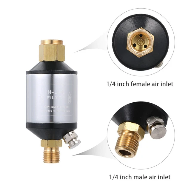 Filtre à Air Compresseur 3/8" F503N - Débit Moyen, Vidange Manuelle, 5 Micron, 145 PSI Max, Neuf