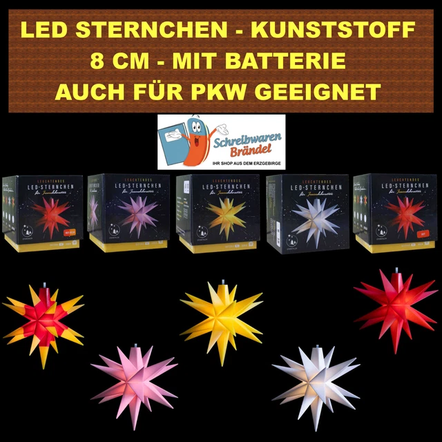 Stern - Led Sternchen 8 Cm Adventsstern Weihnachtsstern Kunststoff Batterie Deco