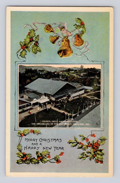 Postcard Oregon Portland OR Council Crest Amusement Park Merry Christmas 1910s