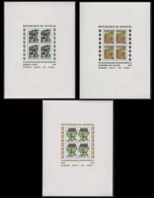 SENEGAL BLOCS N°18/20** Tableaux Hundertwasser , 1980 Senegal 512a-514a MNH