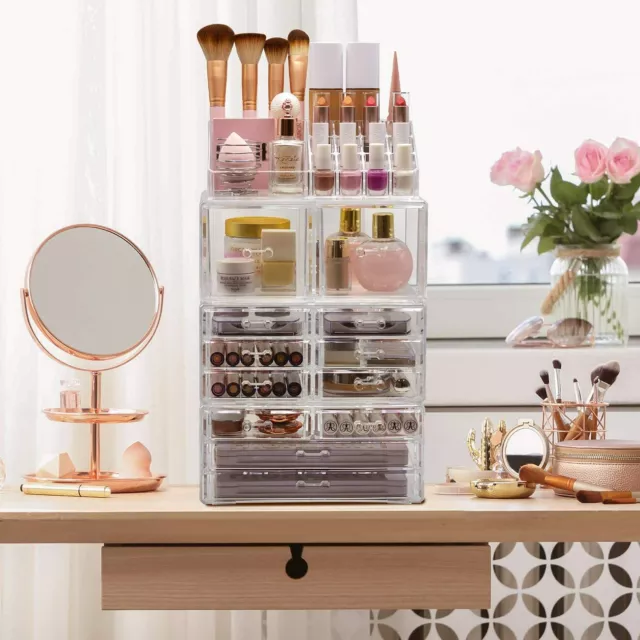 Extra Large Acrylic Makeup Organizer - 12 Drawers & 16 Comportments Storage Box 3