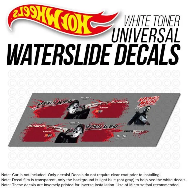 1/64 Scale HALLOWEEN Custom White Toner Universal WaterSlide Decal Hot Wheel