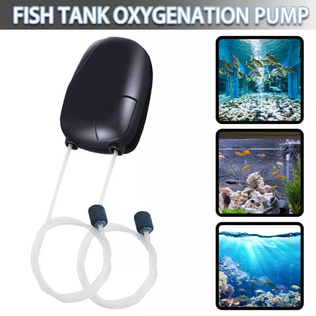 Aquarium Luftpumpe 2 Outlet Super leise Sauerstoffpumpe mit Airstone y LOVE