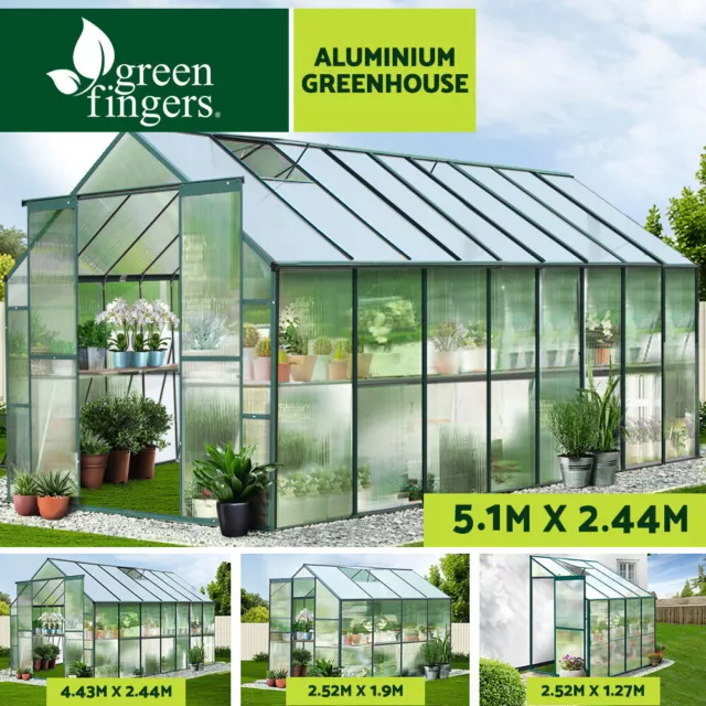 Greenfingers Aluminium Greenhouse Polycarbonate Green House Storage Garden Shed