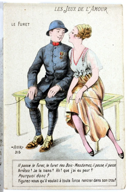 Les Jeux De L Amour    Ww1 1914 Cpa  France  Carte Postale Postcard 1222