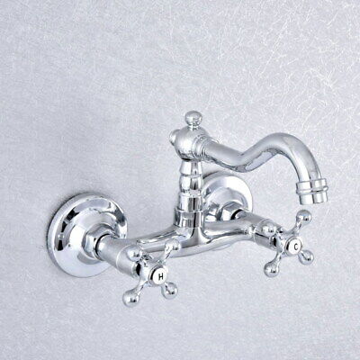 Silver Polished Chrome Kitchen Faucet Bathroom Sink Mixer Tap Wall Mount ssf783