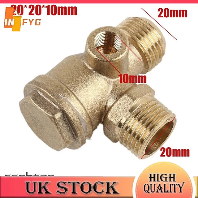 UK NEW MINI Air Compressor 3Port Brass Male Threaded Check Valve